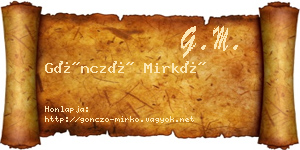 Göncző Mirkó névjegykártya